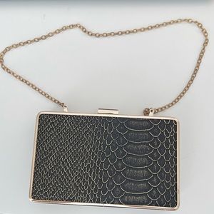 Black & Gold Snakeskin Clutch